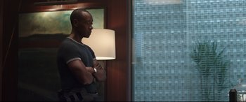 Movie still from “Avengers: Infinity War” (2018), directed by Anthony Russo – Medium shot, Low angle