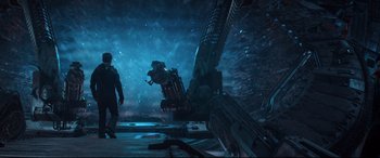 Movie still from “Avengers: Infinity War” (2018), directed by Anthony Russo – Wide shot, Low angle