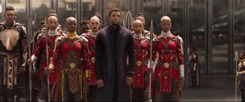 Movie still from “Avengers: Infinity War” (2018), directed by Anthony Russo – Wide shot, Low angle