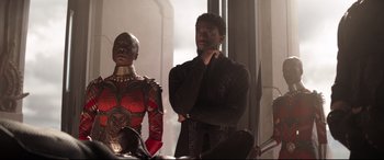 Movie still from “Avengers: Infinity War” (2018), directed by Anthony Russo – Medium shot, Low angle