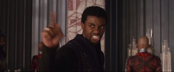 Movie still from “Avengers: Infinity War” (2018), directed by Anthony Russo – Medium shot, Over the shoulder angle