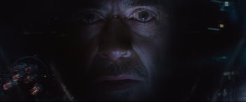 Movie still from “Avengers: Infinity War” (2018), directed by Anthony Russo – A man's face with a beard; Extreme Close Up shot, Overhead angle