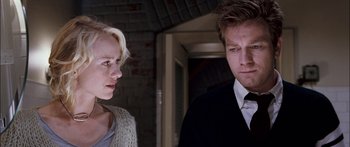 Movie still from “Stay” (2005), directed by Marc Forster – A man and a woman standing next to each other; Close Up shot, Low angle