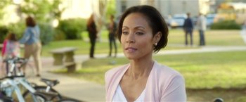 Movie still from “Bad Moms” (2016), directed by Scott Moore – A person wearing a pink jacket; Close Up shot, Over the shoulder angle