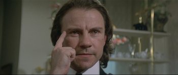 Movie still from “Bad Timing: A Sensual Obsession” (1980), directed by Nicolas Roeg – A person wearing a suit and tie; Close Up shot, Low angle