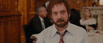 Movie still from “Barney's Version” (2010), directed by Richard J. Lewis – A person wearing a neck tie; Close Up shot, Over the shoulder angle