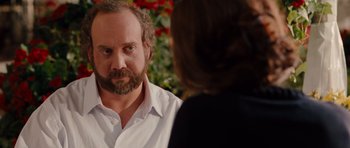 Movie still from “Barney's Version” (2010), directed by Richard J. Lewis – A man and a woman talking to each other; Close Up shot, Over the shoulder angle