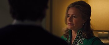 Movie still from “Battle of the Sexes” (2017), directed by Valerie Faris – A person talking to another person; Close Up shot, Over the shoulder angle