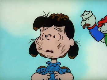 Movie still from “Be My Valentine, Charlie Brown” (1975), directed by Phil Roman – A drawing of a girl with a sad look on her face; Close Up shot, Low angle