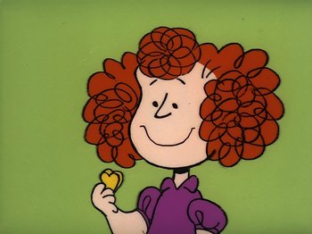 Movie still from “Be My Valentine, Charlie Brown” (1975), directed by Phil Roman – A drawing of a woman holding a banana in her hand; Close Up shot, High angle