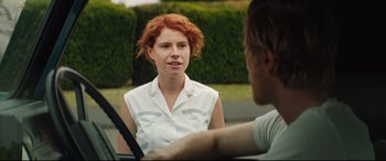 Movie still from “Beast” (2017), directed by Michael Pearce – A woman sitting next to a man in a car; Close Up shot, Over the shoulder angle