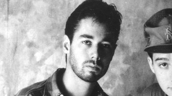 Movie still from “Beastie Boys Story” (2020), directed by Spike Jonze – Black and white photograph of a man with a beard; Close Up shot, Low angle