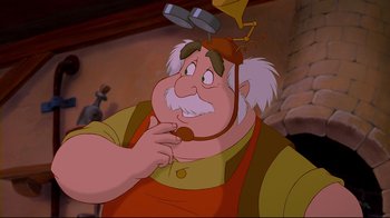 Movie still from “Beauty and the Beast” (1991), directed by Kirk Wise – A character from the disney movie beauty and the beast; Close Up shot, High angle