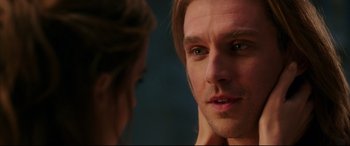 Movie still from “Beauty and the Beast” (2017), directed by Bill Condon – A person looking at a mirror; Close Up shot, Over the shoulder angle