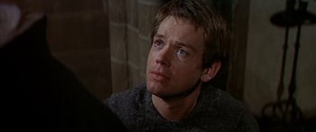 Movie still from “Becket” (1964), directed by Peter Glenville – A person looking up at something; Close Up shot, Over the shoulder angle