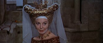 Movie still from “Becket” (1964), directed by Peter Glenville – A person wearing a crown; Close Up shot, Over the shoulder angle