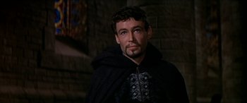 Movie still from “Becket” (1964), directed by Peter Glenville – A person wearing a robe; Close Up shot, Over the shoulder angle