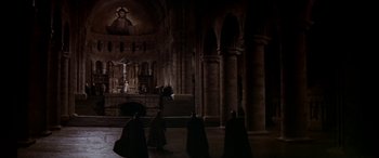 Movie still from “Becket” (1964), directed by Peter Glenville – A group of people walking inside of a building; Extreme Wide shot, High angle