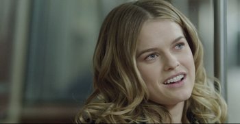 Movie still from “Before We Go” (2014), directed by Chris Evans – A person with long blonde hair; Close Up shot, Over the shoulder angle