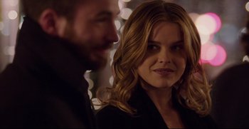 Movie still from “Before We Go” (2014), directed by Chris Evans – A man and a woman standing next to each other; Close Up shot, Over the shoulder angle