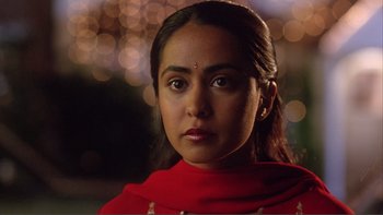 A person wearing a red shirt