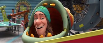 Movie still from “Big Hero 6” (2014), directed by Chris Williams – A person's face in a tunnel; Close Up shot, Over the shoulder angle