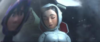 Movie still from “Big Hero 6” (2014), directed by Chris Williams – A female character is wearing a white outfit; Close Up shot, High angle