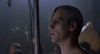 Movie still from “Billy Elliot” (2000), directed by Stephen Daldry – A person wearing a mask; Close Up shot, Low angle