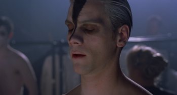 Movie still from “Billy Elliot” (2000), directed by Stephen Daldry – A person with a painted face; Close Up shot, High angle