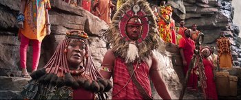 Movie still from “Black Panther” (2018), directed by Ryan Coogler – Medium shot, Over the shoulder angle