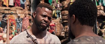 Movie still from “Black Panther” (2018), directed by Ryan Coogler – Close Up shot, Over the shoulder angle