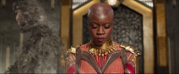 Movie still from “Black Panther” (2018), directed by Ryan Coogler – Close Up shot, Over the shoulder angle