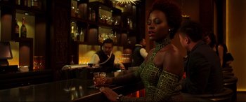 Movie still from “Black Panther” (2018), directed by Ryan Coogler – Medium shot, Low angle