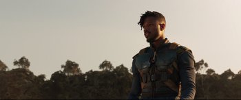 Movie still from “Black Panther” (2018), directed by Ryan Coogler – Close Up shot, Over the shoulder angle