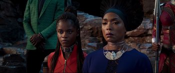 Movie still from “Black Panther” (2018), directed by Ryan Coogler – Close Up shot, Over the shoulder angle