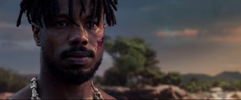 Movie still from “Black Panther” (2018), directed by Ryan Coogler – Close Up shot, Over the shoulder angle