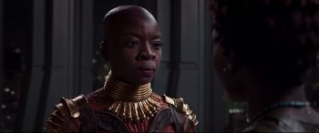 Movie still from “Black Panther” (2018), directed by Ryan Coogler – Close Up shot, Over the shoulder angle