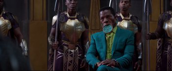 Movie still from “Black Panther” (2018), directed by Ryan Coogler – Medium shot, Over the shoulder angle