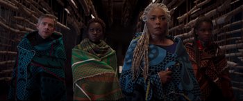 Movie still from “Black Panther” (2018), directed by Ryan Coogler – Medium shot, Low angle