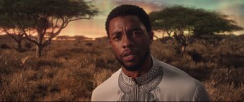 Movie still from “Black Panther” (2018), directed by Ryan Coogler – Close Up shot, Over the shoulder angle