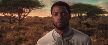 Movie still from “Black Panther” (2018), directed by Ryan Coogler – Close Up shot, Low angle