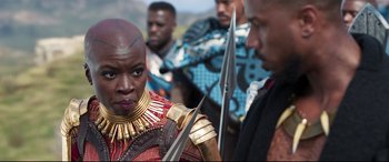 Movie still from “Black Panther” (2018), directed by Ryan Coogler – Close Up shot, Over the shoulder angle