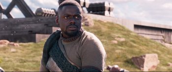 Movie still from “Black Panther” (2018), directed by Ryan Coogler – Close Up shot, Over the shoulder angle