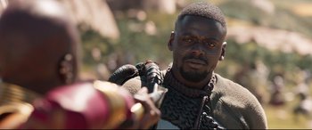 Movie still from “Black Panther” (2018), directed by Ryan Coogler – Close Up shot, Over the shoulder angle