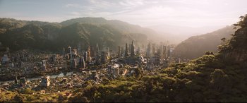 Movie still from “Black Panther” (2018), directed by Ryan Coogler – Extreme Wide shot, High angle