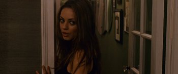 Movie still from “Black Swan” (2010), directed by Darren Aronofsky – A beautiful young woman with long brown hair; Close Up shot, Over the shoulder angle