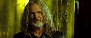 Movie still from “Blade: Trinity” (2004), directed by David S. Goyer – An old man with long white hair and a beard; Close Up shot, Low angle