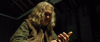 Movie still from “Blade: Trinity” (2004), directed by David S. Goyer – An older man with long hair and a beard; Close Up shot, Low angle