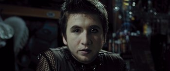 Movie still from “Blade: Trinity” (2004), directed by David S. Goyer – A person wearing a black shirt; Close Up shot, Low angle