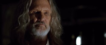 Movie still from “Blade: Trinity” (2004), directed by David S. Goyer – An old man with long white hair and a beard; Close Up shot, Low angle